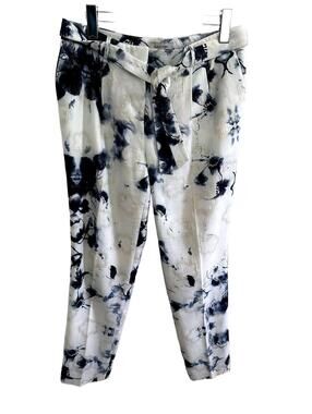 Tahari ASL Women's Print Metallic Jacquard Cropped Trousers with Tie Waist - 4